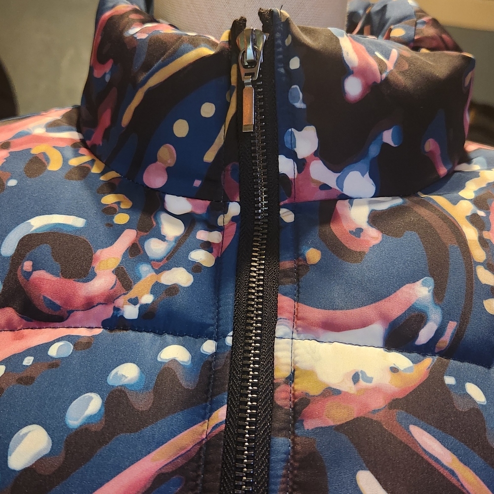 Christopher & Banks Artistic Blue Puffer Jacket